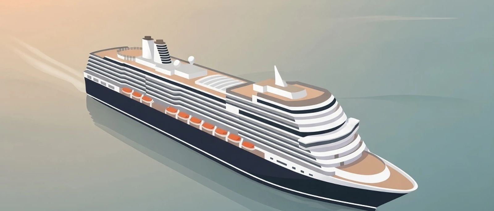 Holland America Line ship illustration in minimalist pastel style