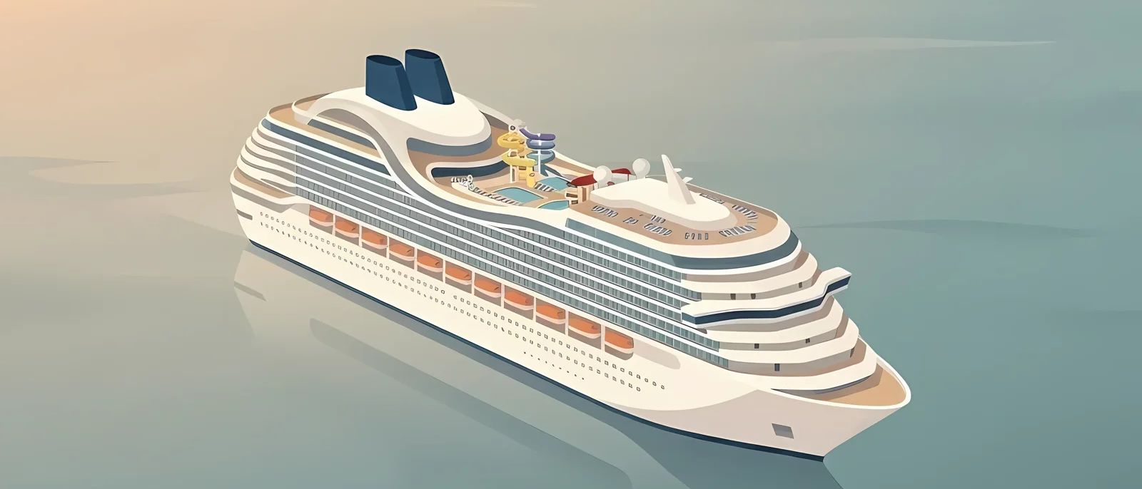 MSC Cruises ship illustration in minimalist pastel style