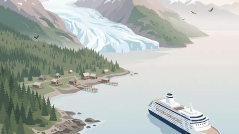 Glaciers and snow-capped mountains in Alaska