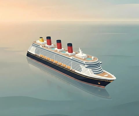 Disney Cruise Line ship illustration in minimalist pastel style