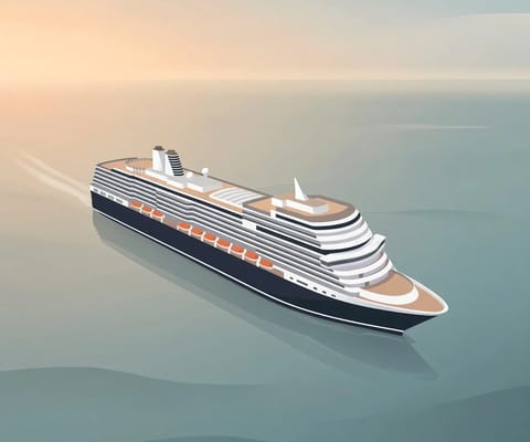 Holland America Line ship illustration in minimalist pastel style