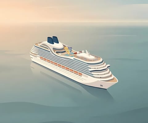 MSC Cruises ship illustration in minimalist pastel style