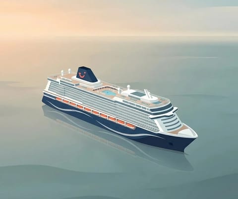 TUI Cruises ship illustration in minimalist pastel style