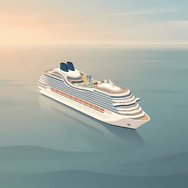MSC Cruises ship illustration in minimalist pastel style