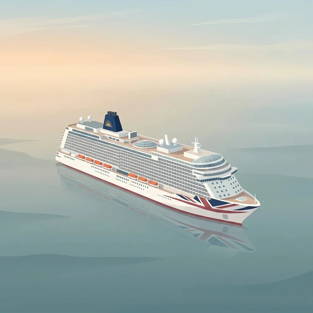 Illustration eines Schiffs von P&O Cruises in minimalistischem Pastellstil