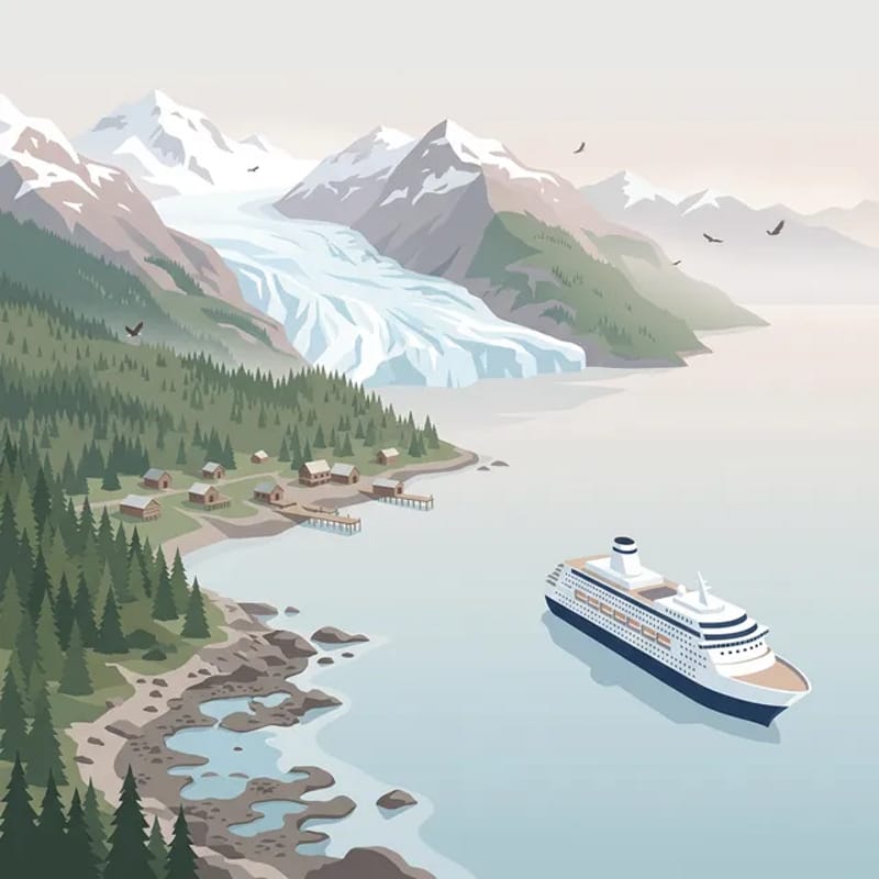 Glaciers and snow-capped mountains in Alaska