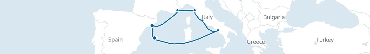 Route map of Sunlit Shore Odyssey – Catalan Coast & Riviera