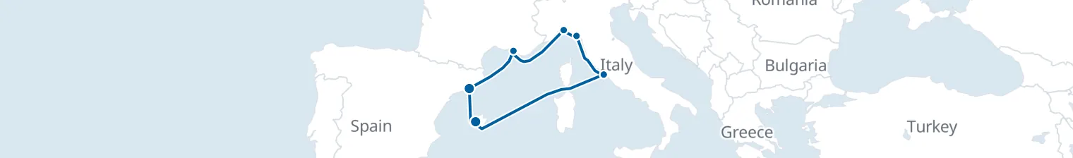 Route map of Apostolic Horizons – Rome, Genoa & Mallorca