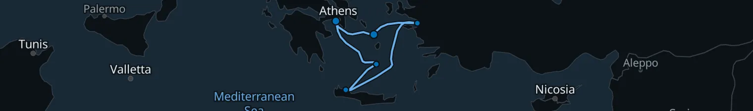 Route map of Sunspill & Shadows – Aegean’s Hidden Corners