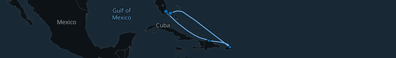 Route map of Sapphire Shimmer – Amber Cove & San Juan