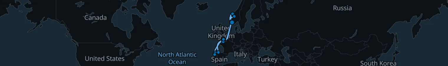 Route map of Fjords & Tides – Norwegian Coast