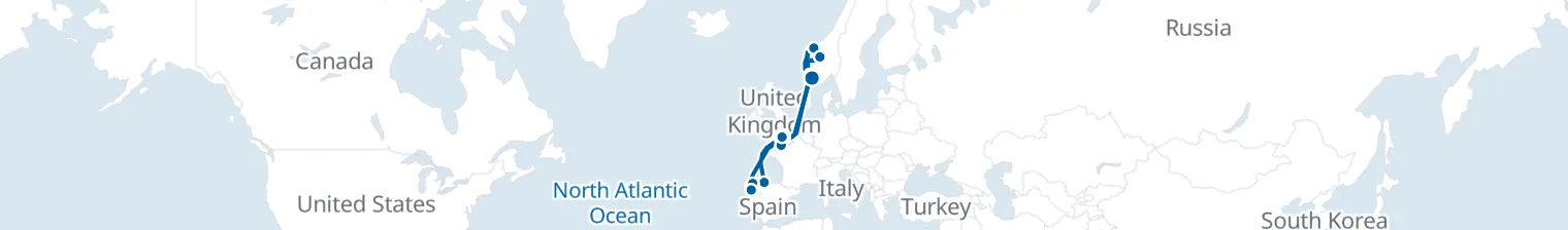 Route map of Fjords & Tides – Norwegian Coast