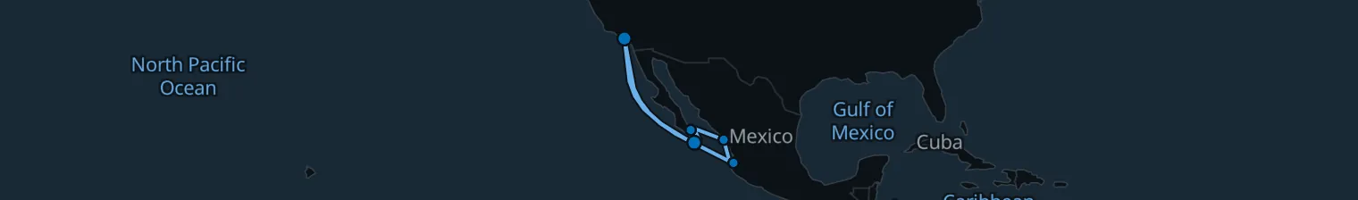 Route map of Desert Bloom – La Paz & Cabo San Lucas