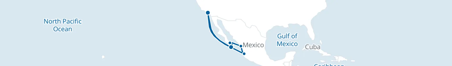 Route map of Desert Bloom – La Paz & Cabo San Lucas