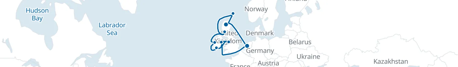 Route map of Fjords & Lighthouses – Scottish Highlands & Ireland