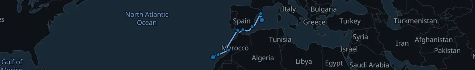 Route map of Canary Current – Sahara & Iberian Shores