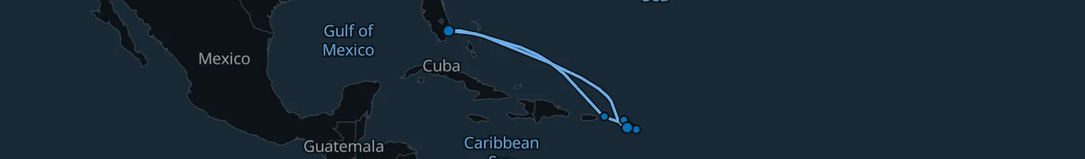 Route map of Caribbean Grandeur – St. Thomas & St. John's