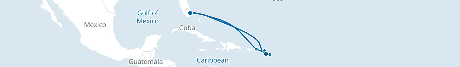 Route map of Caribbean Grandeur – St. Thomas & St. John's