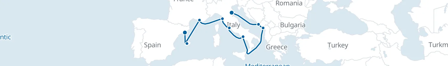 Route map of Adriatic to Provence – Dubrovnik & Marseille