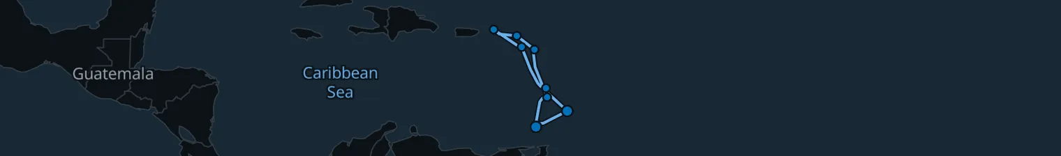 Route map of Emerald Tide – Caribbean Grand Loop