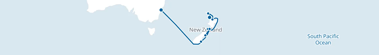 Route map of Southern Tides – Auckland to Sydney