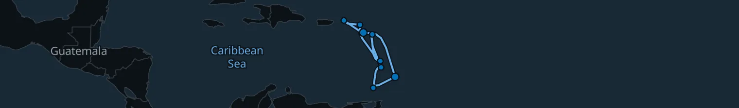 Route map of Caribbean Current – St. Kitts & Grenada