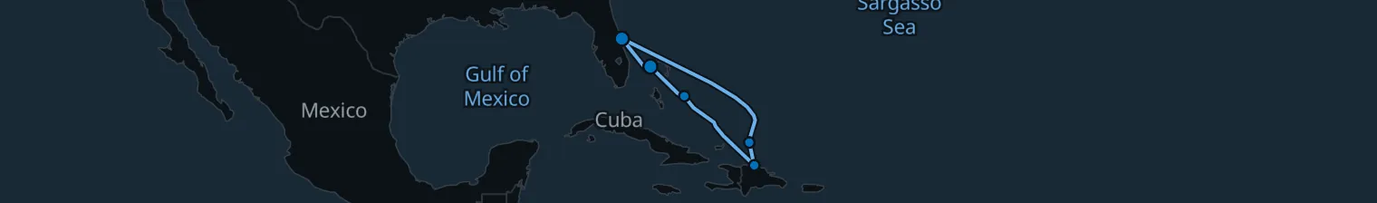 Route map of 7 Night Cruise from Port Canaveral