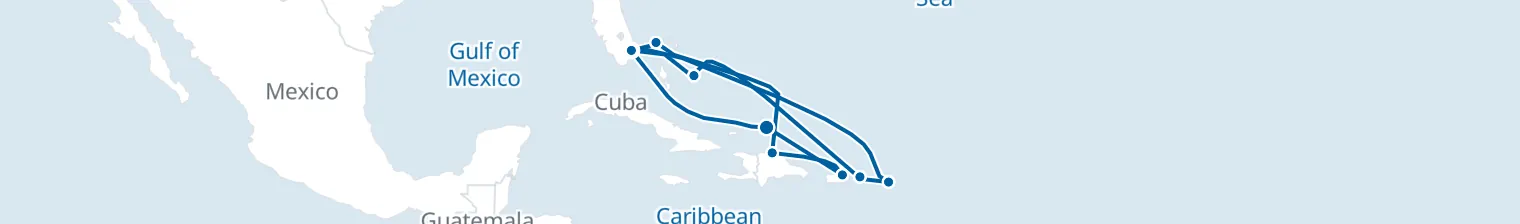 Route map of 14 Night Cruise from Fort Lauderdale
