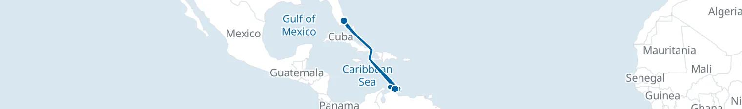Route map of Tropical Escape – Aruba & Bonaire