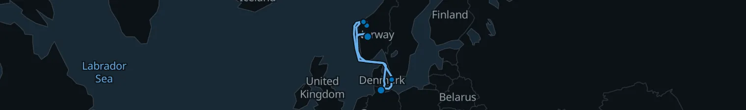 Route map of Sapphire Shores – Copenhagen & Flåm