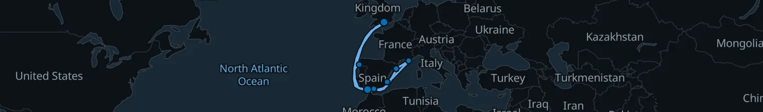 Route map of Silk & Saltwind – Andalusian Coast