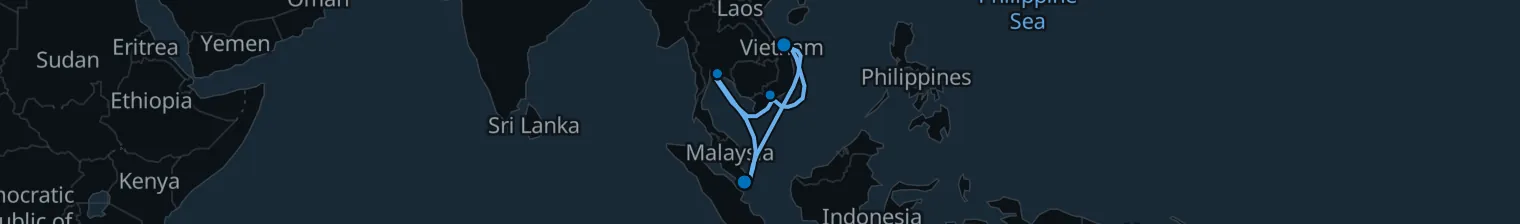 Route map of Jade Serpent Voyages – Bangkok & Saigon