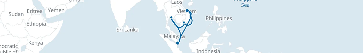 Route map of Jade Serpent Voyages – Bangkok & Saigon