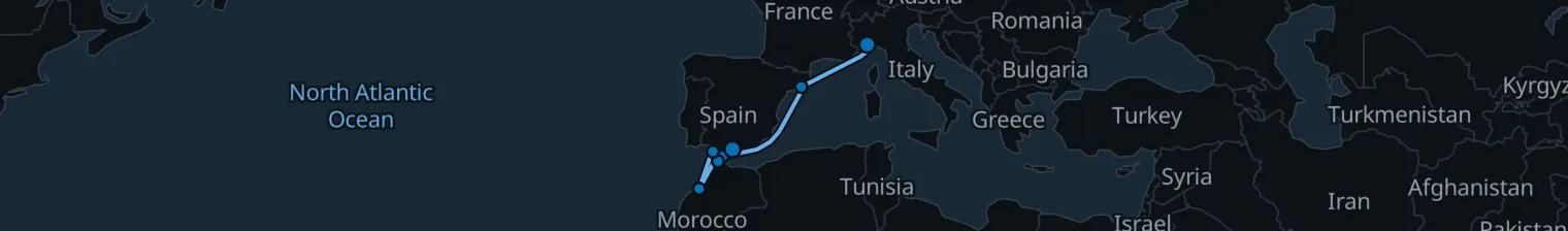 Route map of Mosaic Coastline – Tangier & Casablanca