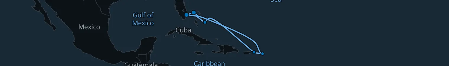 Route map of 8 Night Cruise from Fort Lauderdale