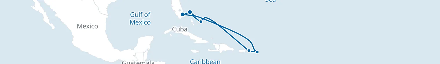 Route map of 8 Night Cruise from Fort Lauderdale
