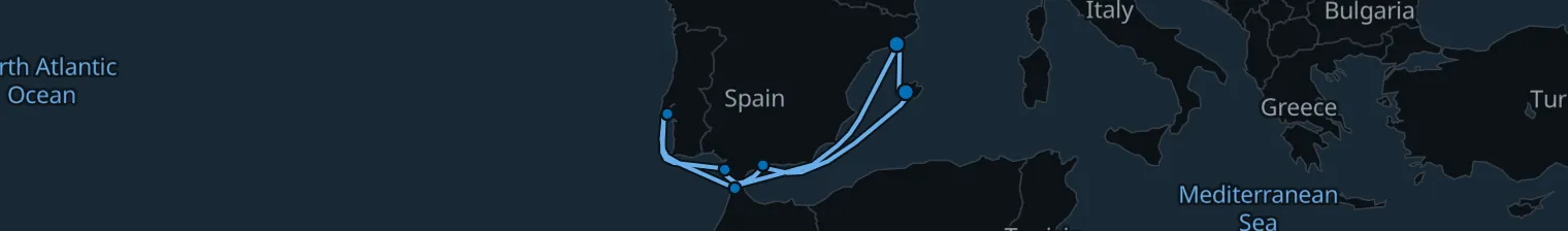 Route map of 10 nights - Sunny Iberia and Morocco - from/to Palma