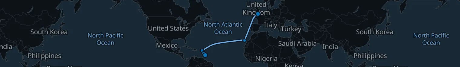 Route map of Sargasso Siren – Caribbean’s Hidden Keys