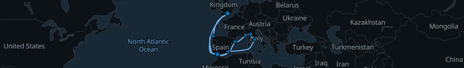 Route map of Silk Road Crossings – Spain’s Golden Coast