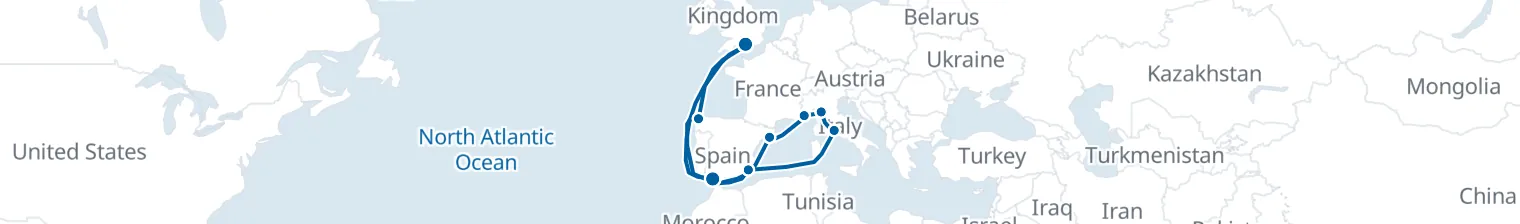 Route map of Silk Road Crossings – Spain’s Golden Coast