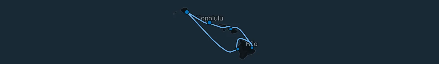 Route map of Lava’s Embrace – Hawaiian Volcanoes & Valleys