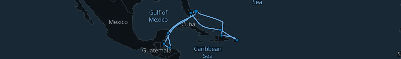 Route map of 14 Night Cruise from Fort Lauderdale