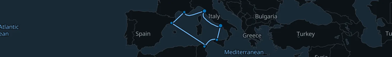 Route map of Olive & Citrus – Marseille & Tunis