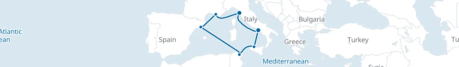 Route map of Olive & Citrus – Marseille & Tunis