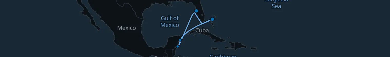 Route map of Balmy Blue Waters – Costa Maya & CocoCay
