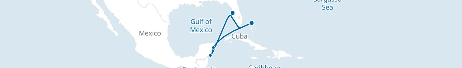 Route map of Balmy Blue Waters – Costa Maya & CocoCay