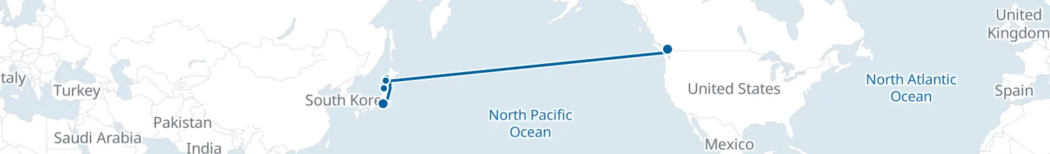 Route map of Tide’s Long Whisper – Vancouver to Tokyo