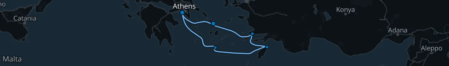Route map of Golden Spires – Aegean & Bodrum