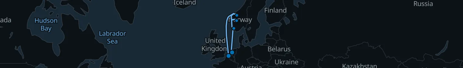 Route map of Northern Tides – Stavanger’s Fjords & Zeebrugge