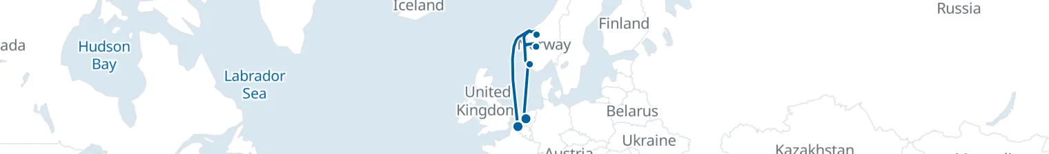 Route map of Northern Tides – Stavanger’s Fjords & Zeebrugge